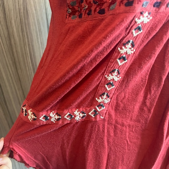 Free People Red Reckless Abandon Embroidered Tank Top XS - Picture 4 of 9